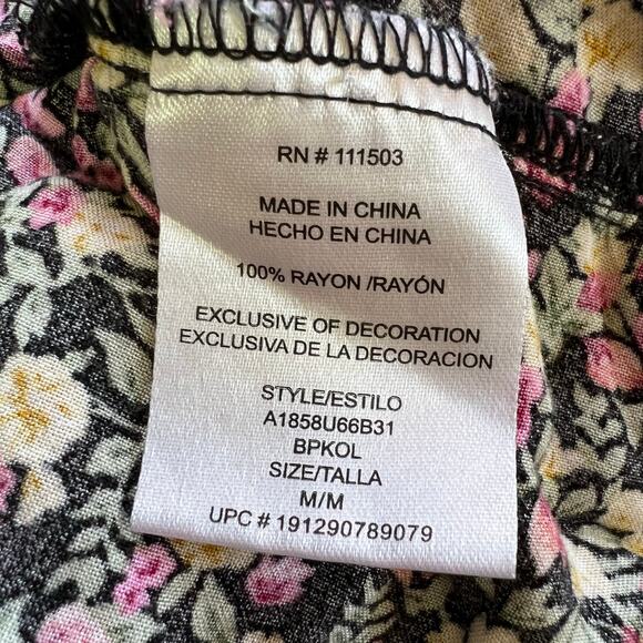 Lily Rose Womens Flounce Smocked Mini Dress Floral Spaghetti Strap Medium - Picture 9 of 10